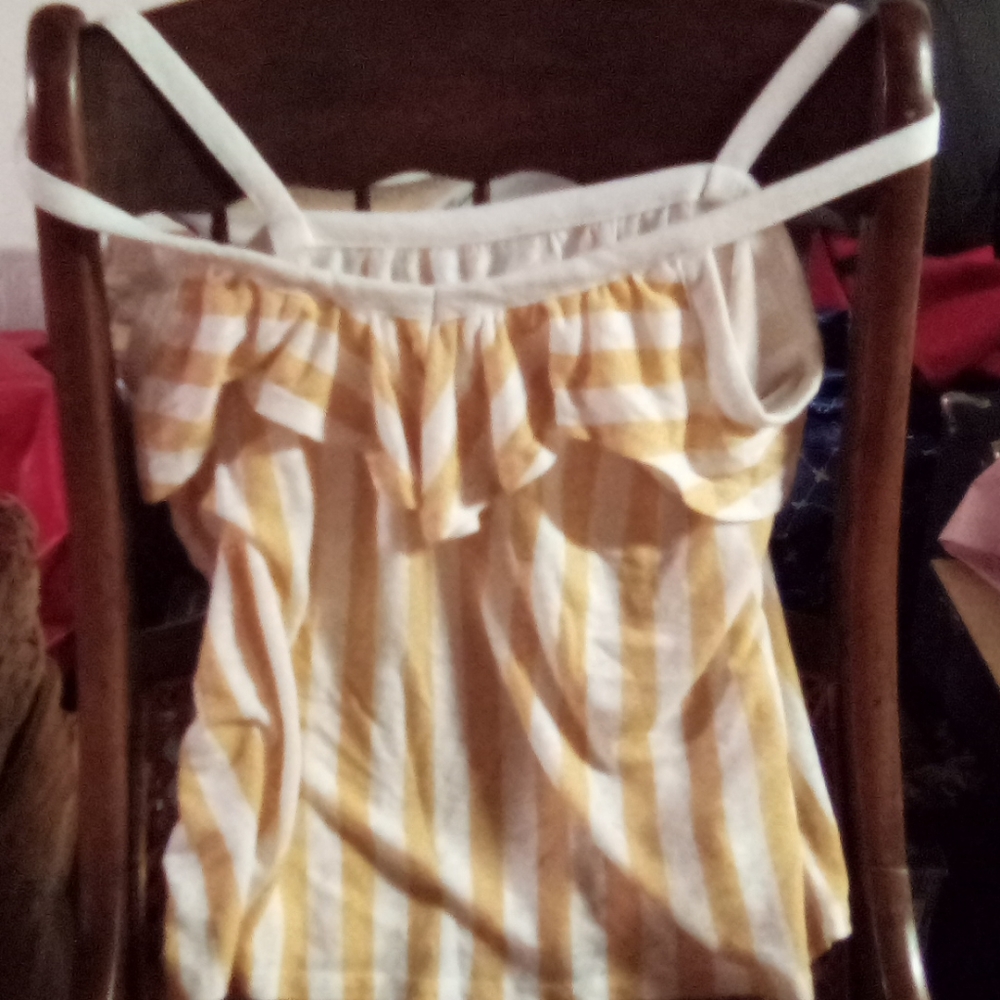 XS old navy yellow white striped tank top